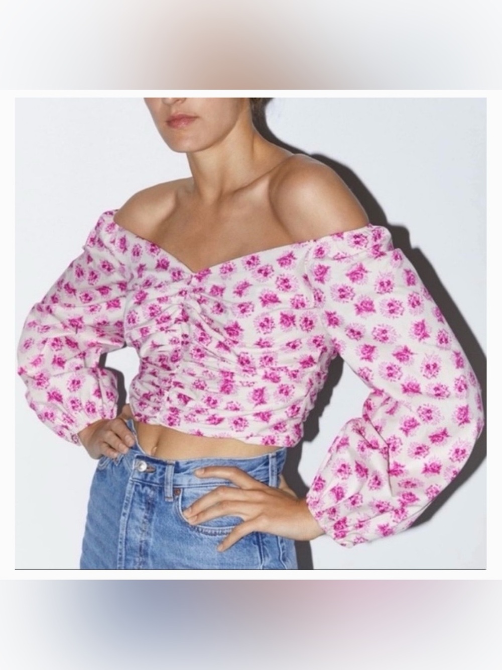 ZARA | Floral Puff Sleeve Blouse